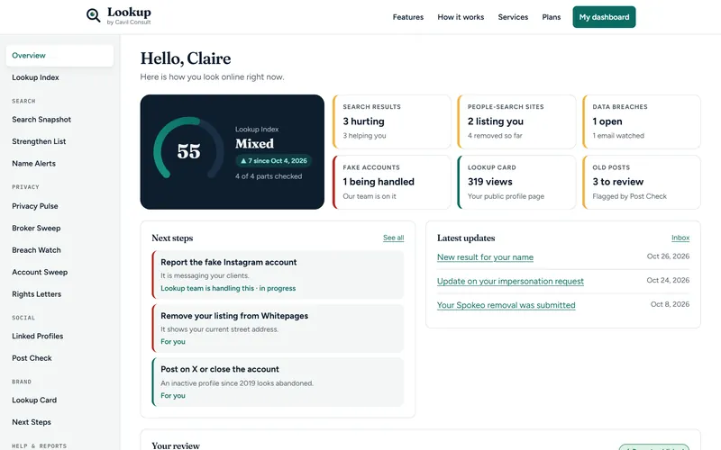 Next Steps screen, shown with a fictional demo account